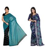 Combo of 2 Multicolor Poly Georgette Printed Women's Saree