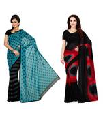 Combo of 2 Multicolor Poly Georgette Printed Women's Saree