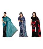 Combo of 3 Multicolor Poly Georgette Printed Women's Saree