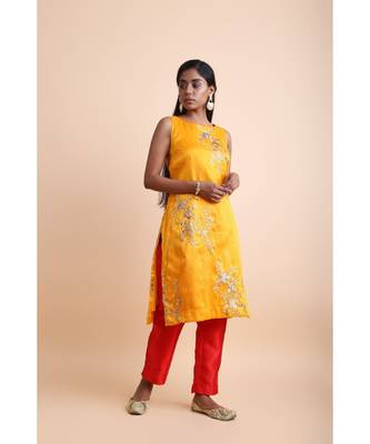 Yellow Embroidered Kurta Set 1