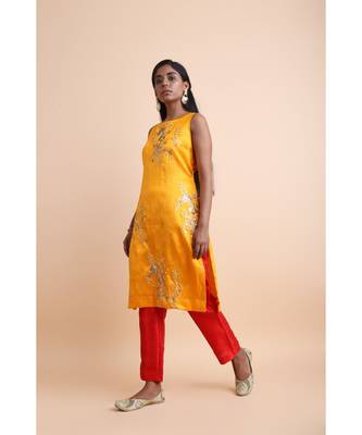 Yellow Embroidered Kurta Set 3