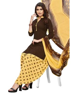 Brown printed crepe salwar 1