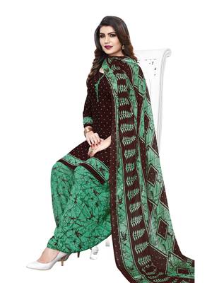 Brown Printed Crepe Salwar 1