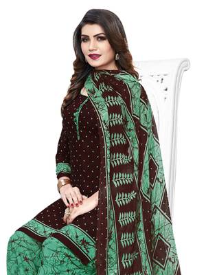 Brown Printed Crepe Salwar 2