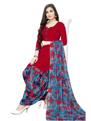 Red printed crepe salwar 1