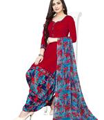 Red printed crepe salwar
