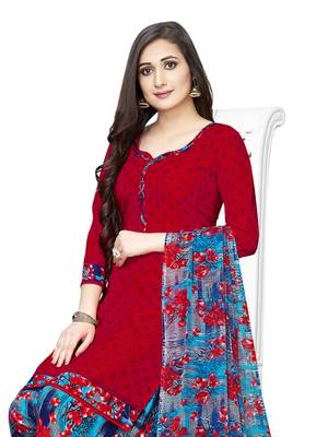 Red printed crepe salwar 2