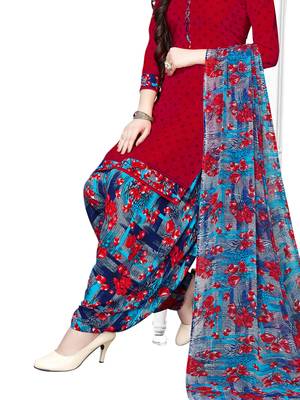 Red printed crepe salwar 3