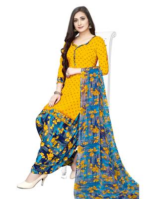 Yellow Printed Crepe Salwar 1