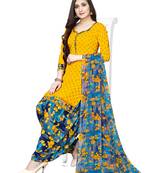Yellow Printed Crepe Salwar