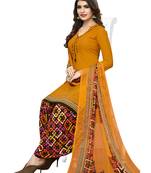Yellow printed crepe salwar