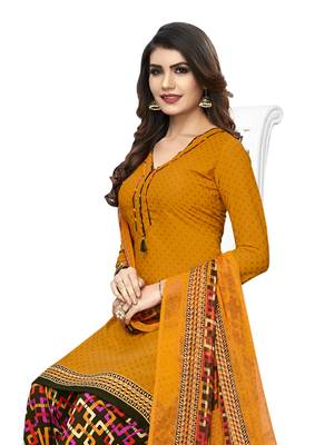 Yellow printed crepe salwar 2