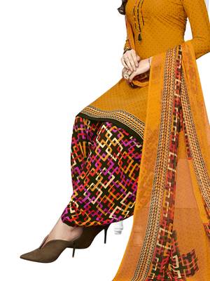 Yellow printed crepe salwar 3