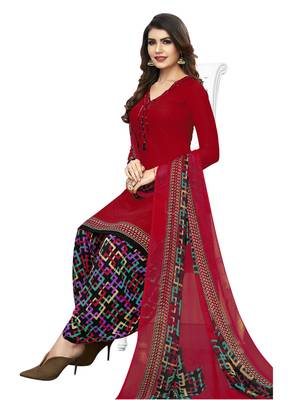Red printed crepe salwar 1