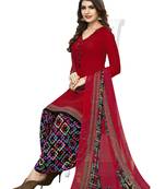 Red printed crepe salwar