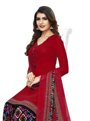 Red printed crepe salwar 2
