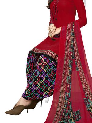 Red printed crepe salwar 3