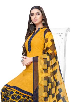 Yellow printed crepe salwar 2