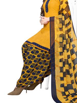 Yellow printed crepe salwar 3