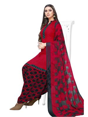 Red printed crepe salwar 1