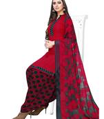 Red printed crepe salwar