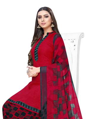 Red printed crepe salwar 2
