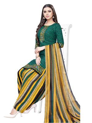 Green Printed Crepe Salwar 1
