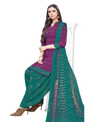 Purple printed crepe salwar 1