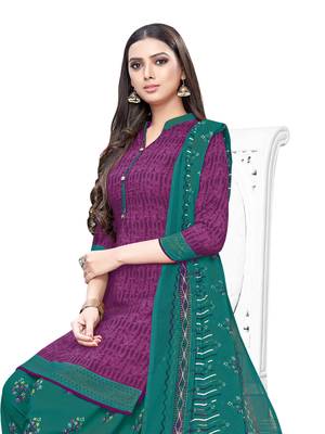 Purple printed crepe salwar 2