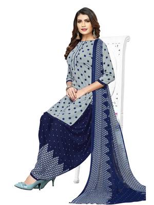 Grey Printed Crepe Salwar 1