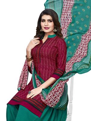 Maroon printed crepe salwar 2