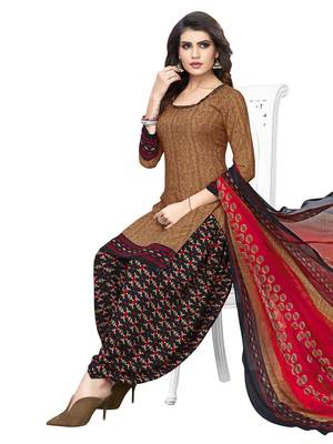 Brown printed crepe salwar 1