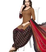 Brown printed crepe salwar