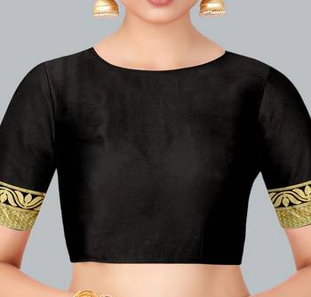 Black woven banarasi silk saree with blouse 4