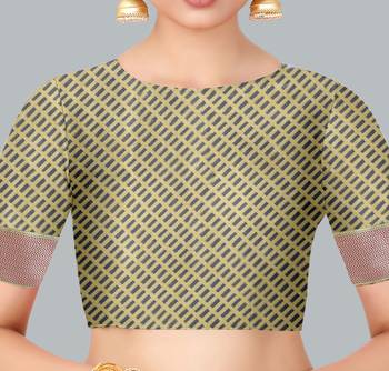 Grey woven banarasi silk saree with blouse 4