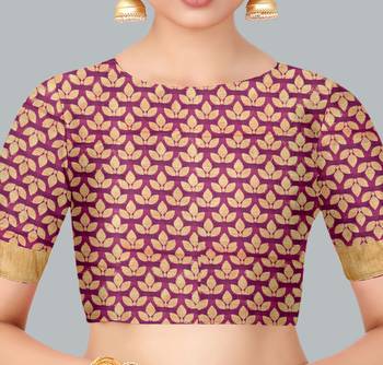 Beige woven banarasi silk saree with blouse 4