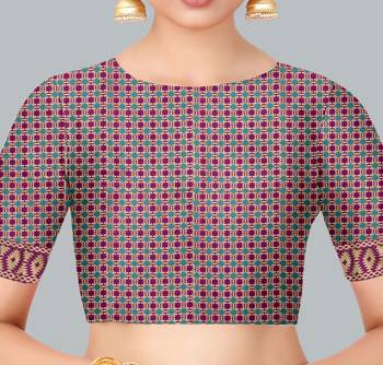 Magenta woven banarasi silk saree with blouse 4