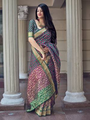 Multicolor woven banarasi silk saree with blouse 2