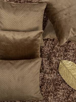 Brown Set of 5 Self Design Square Cushion Covers 1