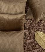 Brown Set of 5 Self Design Square Cushion Covers