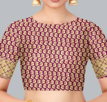 Magenta woven banarasi silk saree with blouse 4