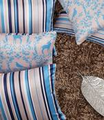 Taupe & Blue Set of 5 Striped Square Cushion Covers