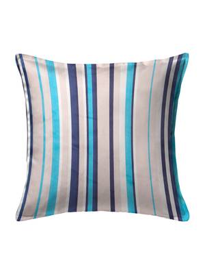 Taupe & Blue Set of 5 Striped Square Cushion Covers 3