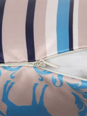 Taupe & Blue Set of 5 Striped Square Cushion Covers 4