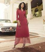 Red Embroidered Rayon Ethnic Kurtis