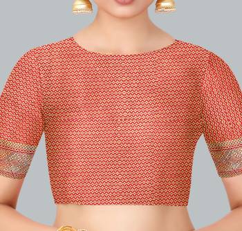 Red woven banarasi silk saree with blouse 4