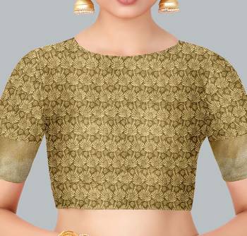 Brown woven banarasi silk saree with blouse 4