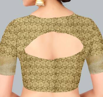 Brown woven banarasi silk saree with blouse 5