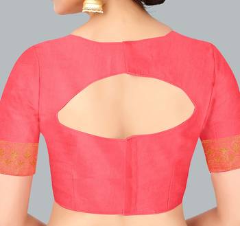 Aqua blue woven banarasi silk saree with blouse 4