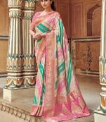   multicolor woven silk saree with blouse